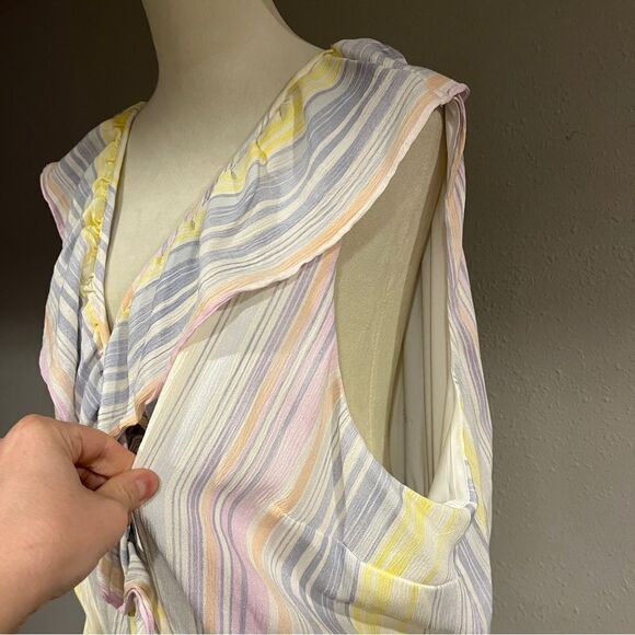 LC Lauren Conrad striped sleeveless fake wrap plus size dress with belt size 3X - Picture 3 of 15